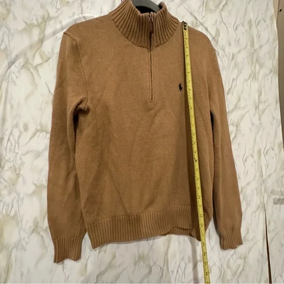 Ralph Lauren Polo small half zip knit pullover sweater brown 100% cotton men’s - Picture 5 of 7